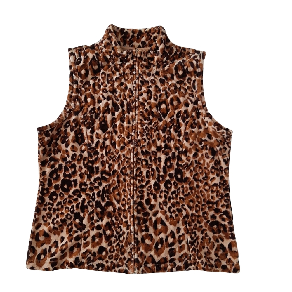 Leopard Print Sleeveless Vest Women Size Large